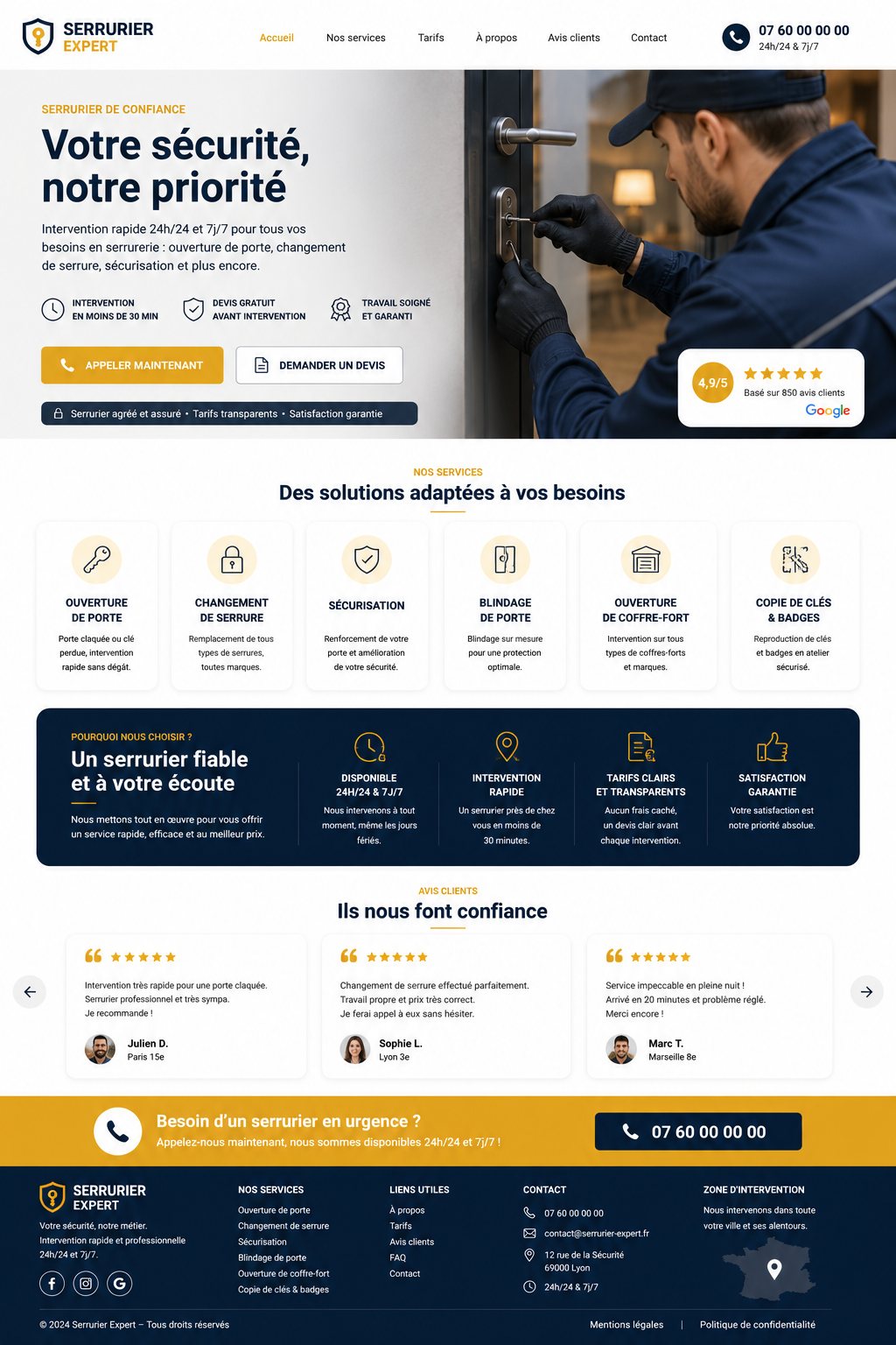 Site internet réalisé pour Serrurier Expert, serrurier