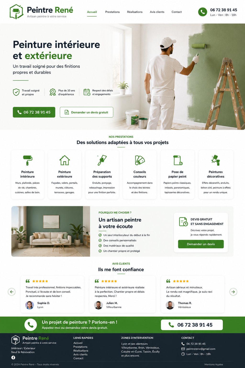 Site internet réalisé pour Peintre René, artisan peintre